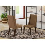 Parson Chair With Mahogany Leg And Brown Linen Fabric Color - Set Of 2