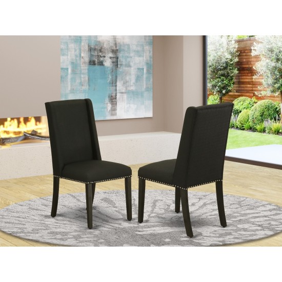 Parson Chair, Wirebrushed Black Leg And Black Color Fabric Color - Set Of 2