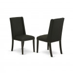 Parson Chair, Wirebrushed Black Leg And Black Color Fabric Color - Set Of 2