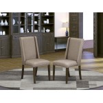 Parson Chair, Distressed Jacobean 418 Leg, Dark Khaki Fabric Color - Set Of 2