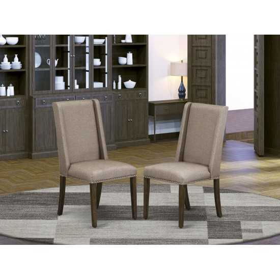 Parson Chair, Distressed Jacobean 418 Leg, Dark Khaki Fabric Color - Set Of 2