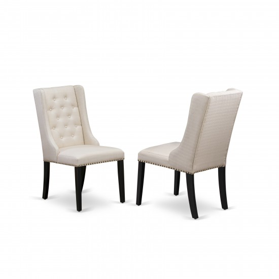 Dining Chairs, Cream Kitchen Parson Chairs, Black Rubber Wood Legs, Parson Chairs Set Of 2