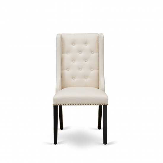 Dining Chairs, Cream Kitchen Parson Chairs, Black Rubber Wood Legs, Parson Chairs Set Of 2