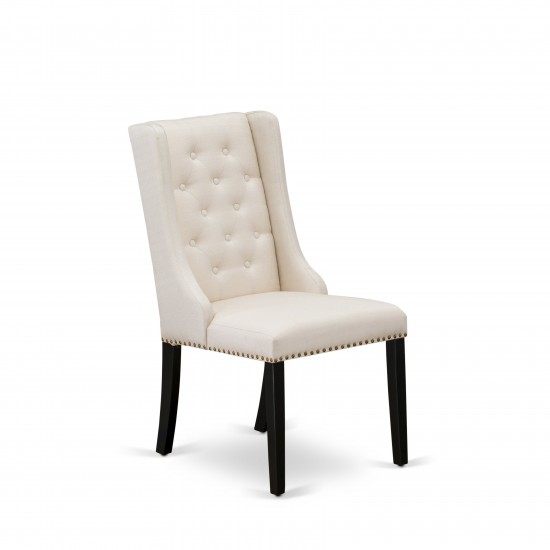 Dining Chairs, Cream Kitchen Parson Chairs, Black Rubber Wood Legs, Parson Chairs Set Of 2