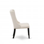 Dining Chairs, Cream Kitchen Parson Chairs, Black Rubber Wood Legs, Parson Chairs Set Of 2