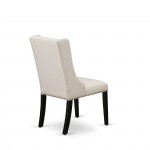 Dining Chairs, Cream Kitchen Parson Chairs, Black Rubber Wood Legs, Parson Chairs Set Of 2