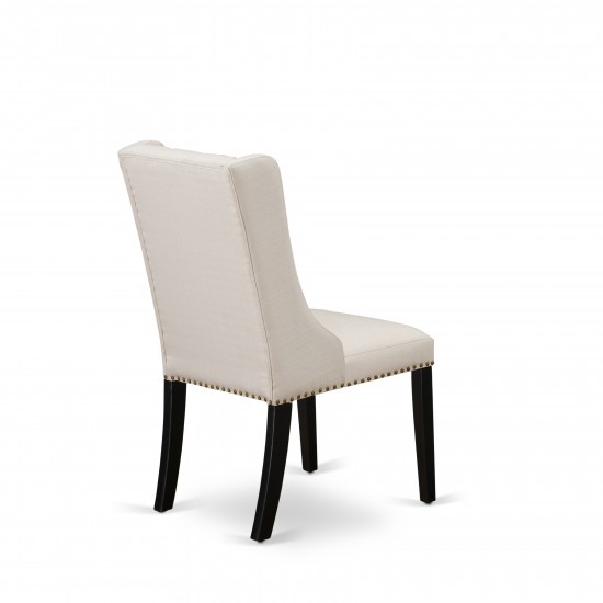 Dining Chairs, Cream Kitchen Parson Chairs, Black Rubber Wood Legs, Parson Chairs Set Of 2