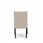 Dining Chairs, Cream Kitchen Parson Chairs, Black Rubber Wood Legs, Parson Chairs Set Of 2