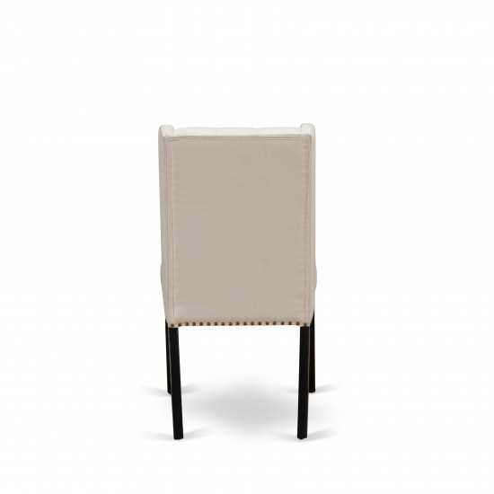 Dining Chairs, Cream Kitchen Parson Chairs, Black Rubber Wood Legs, Parson Chairs Set Of 2