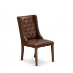 Kitchen Parson Chairs, Brown Upholstered Dining Chairs, Mahogany Rubber Wood Legs, Dining Chairs Set Of 2