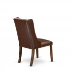 Kitchen Parson Chairs, Brown Upholstered Dining Chairs, Mahogany Rubber Wood Legs, Dining Chairs Set Of 2