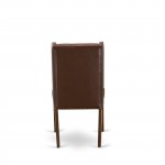 Kitchen Parson Chairs, Brown Upholstered Dining Chairs, Mahogany Rubber Wood Legs, Dining Chairs Set Of 2