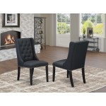 Dining Chairs, Black Parson Chairs, Wire Brushed Black Rubber Wood Legs, Parson Chairs Set Of 2