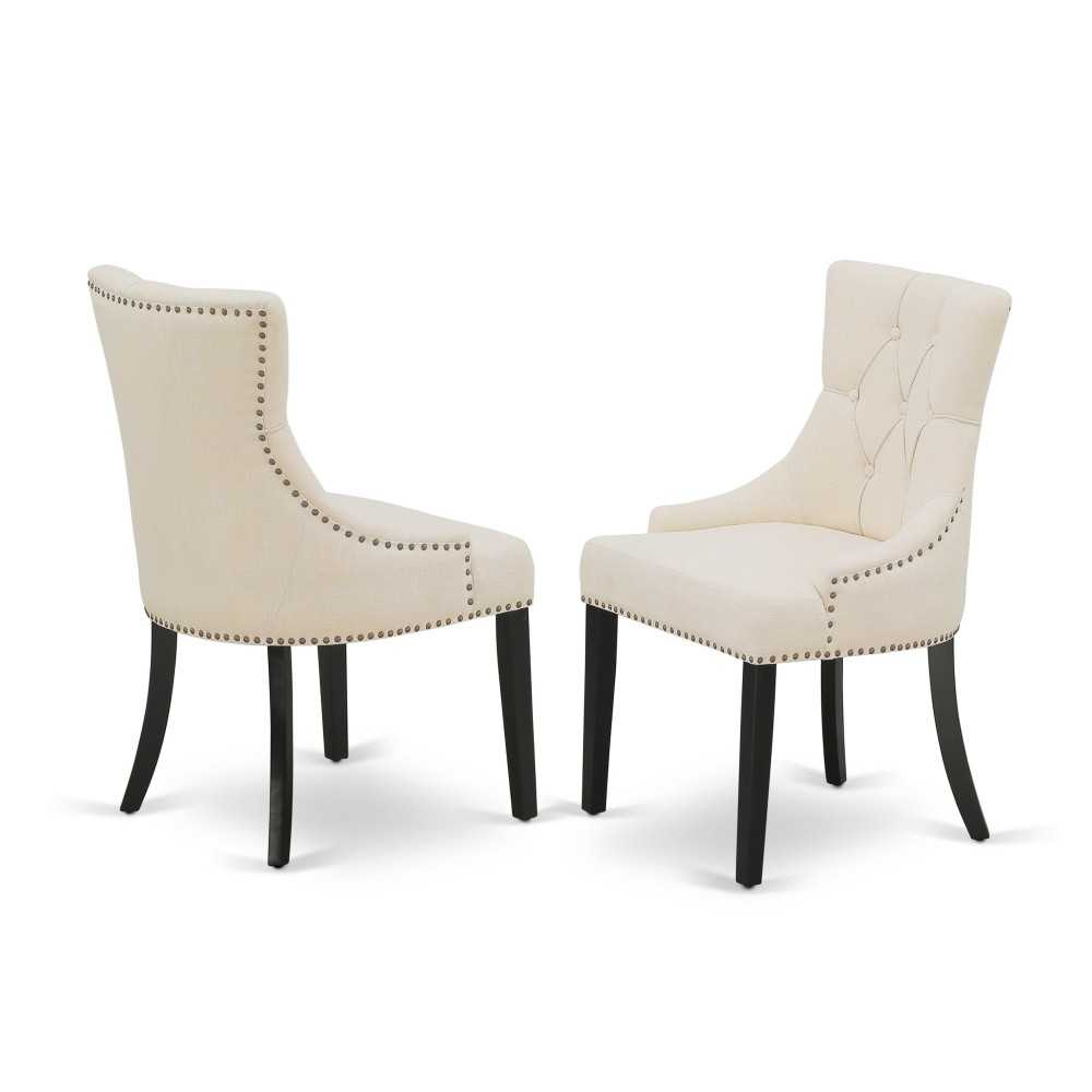 Friona Parson Chair With Black Leg And Linen Fabric Light Beige - Set Of 2