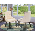 Friona Parson Chair With Black Leg And Linen Fabric Light Beige - Set Of 2