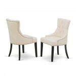 Friona Parson Chair With Black Leg And Linen Fabric Light Beige - Set Of 2