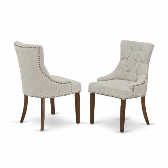 Friona Parson Chair With Mahogany Leg And Linen Fabric Doeskin - Set Of 2