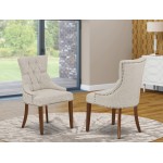 Friona Parson Chair With Mahogany Leg And Linen Fabric Doeskin - Set Of 2