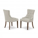 Friona Parson Chair With Mahogany Leg And Linen Fabric Doeskin - Set Of 2