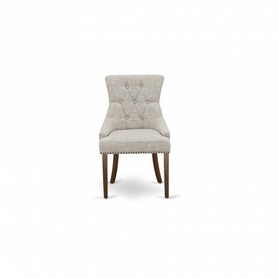 Friona Parson Chair With Mahogany Leg And Linen Fabric Doeskin - Set Of 2