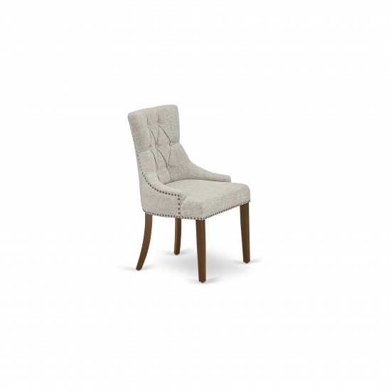 Friona Parson Chair With Mahogany Leg And Linen Fabric Doeskin - Set Of 2