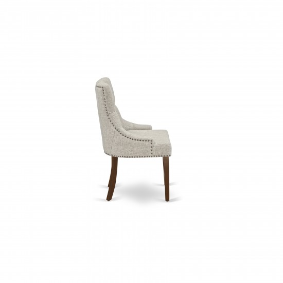 Friona Parson Chair With Mahogany Leg And Linen Fabric Doeskin - Set Of 2