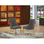 Friona Parson Chair With Oak Leg And Linen Fabric Dark Gotham Grey - Set Of 2