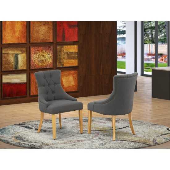 Friona Parson Chair With Oak Leg And Linen Fabric Dark Gotham Grey - Set Of 2