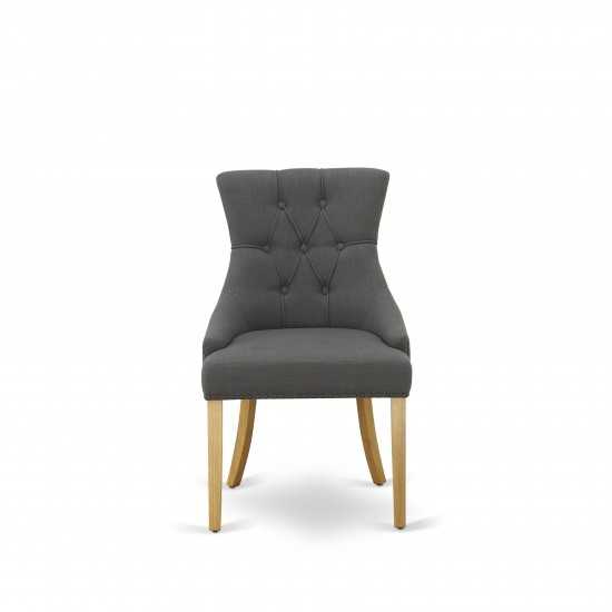 Friona Parson Chair With Oak Leg And Linen Fabric Dark Gotham Grey - Set Of 2