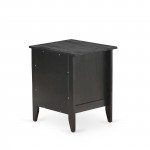 Nightstand Bedroom, 1 Wooden Drawer, Wire Brushed Black Finish