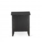 Nightstand Bedroom, 1 Wooden Drawer, Wire Brushed Black Finish