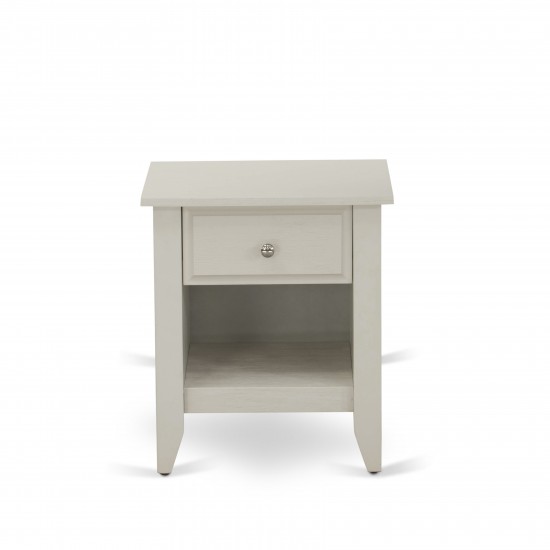 Small Night Stand, 1 Drawer, Wire Brushed Butter Cream Finish