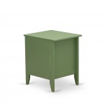 Mid Century Night Stand For Bedroom, 1 Wooden Drawer, Clover Green Finish