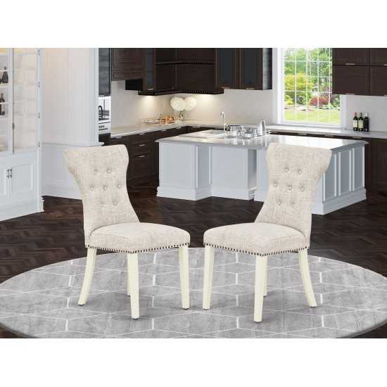 Gallatin Parson Chair, Linen White Leg And Doeskin Fabric Color - Set Of 2