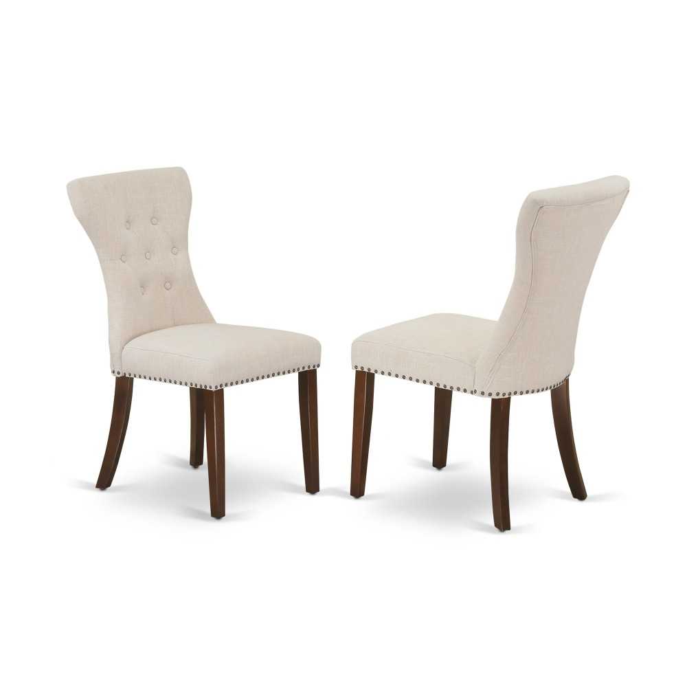 Gallatin Parson Chair, Mahogany Leg And Light Beige Fabric Color - Set Of 2