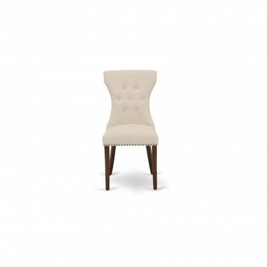 Gallatin Parson Chair, Mahogany Leg And Light Beige Fabric Color - Set Of 2