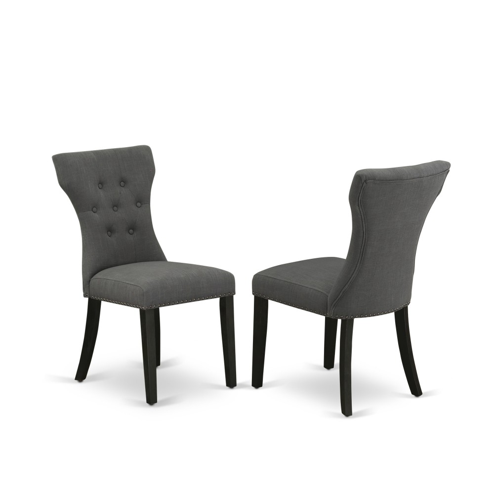 Gallatin Parson Chair, Black Finished Leg, Dark Gotham Grey Fabric Color, Set Of 2