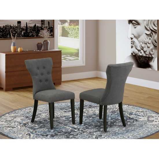 Gallatin Parson Chair, Black Finished Leg, Dark Gotham Grey Fabric Color, Set Of 2