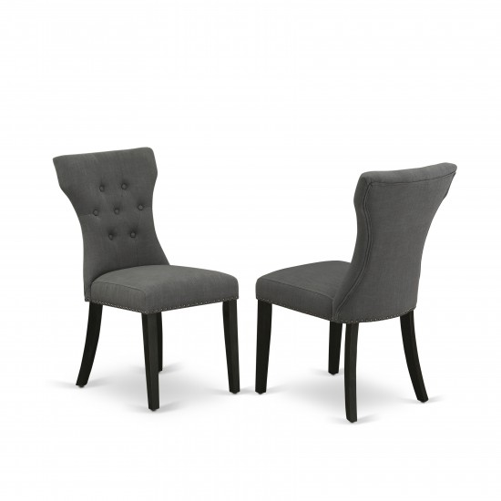 Gallatin Parson Chair, Black Finished Leg, Dark Gotham Grey Fabric Color, Set Of 2