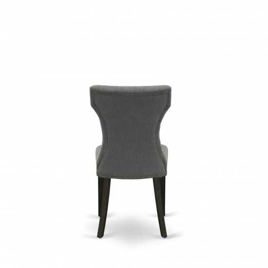 Gallatin Parson Chair, Black Finished Leg, Dark Gotham Grey Fabric Color, Set Of 2