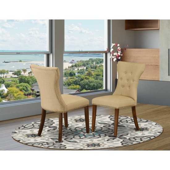 Gallatin Parson Chair, Antique Walnut 401 Leg, Brown Fabric Color - Set Of 2