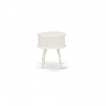 Gordon Round Night Stand End Table With Drawer In White Finish