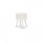 Gordon Round Night Stand End Table With Drawer In White Finish