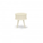 Gordon Round Night Stand End Table With Drawer In White Finish