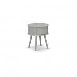 Gordon Round Night Stand End Table With Drawer In Urban Gray Finish