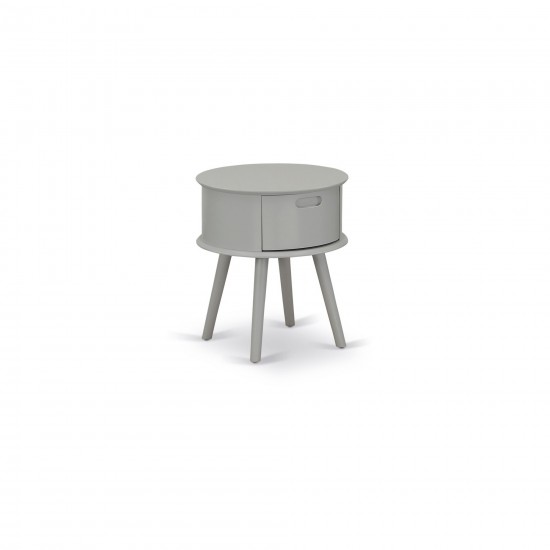 Gordon Round Night Stand End Table With Drawer In Urban Gray Finish