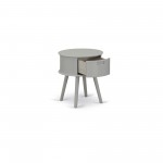 Gordon Round Night Stand End Table With Drawer In Urban Gray Finish