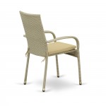 Patio Chair With Cushion, Natural Linen Wicker, And Beige Cushion - Set Of 2