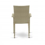 Patio Chair With Cushion, Natural Linen Wicker, And Beige Cushion - Set Of 2