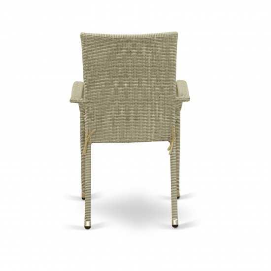 Patio Chair With Cushion, Natural Linen Wicker, And Beige Cushion - Set Of 2